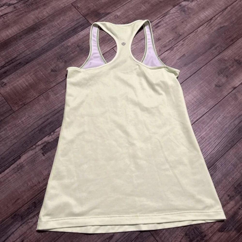 Lululemon Razorback Tank Top‎ Sz 8 Neon Green With Polkadots